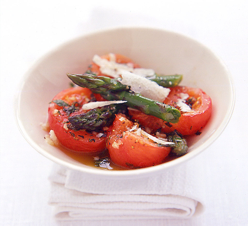 Olive Oil Roasted Tomatoes  with Asparagus